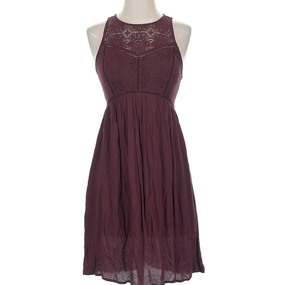 Abercrombie & Fitch Sleeveles Lace  Cocktail Flowy Dress Maroon Burgundy